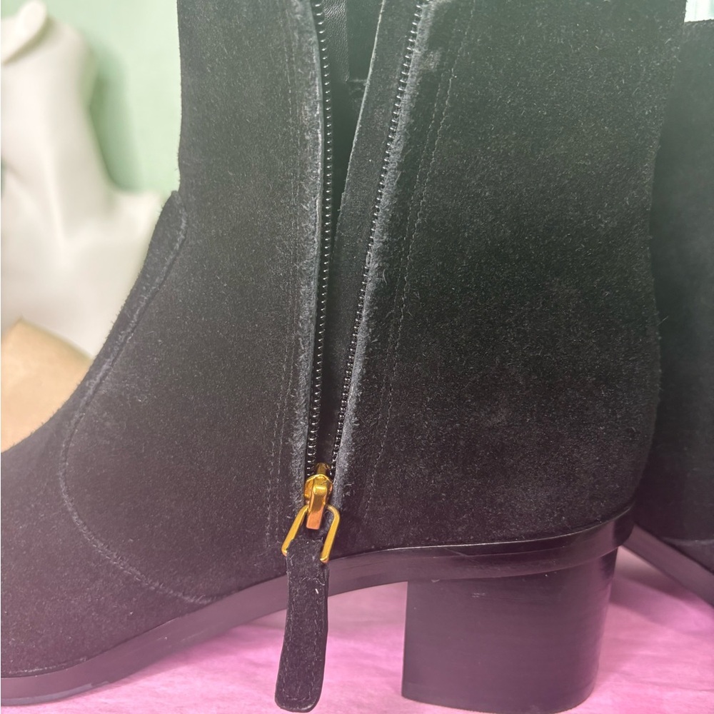 Black Ankle Boots with Gold Buckle - Picture 3 of 13